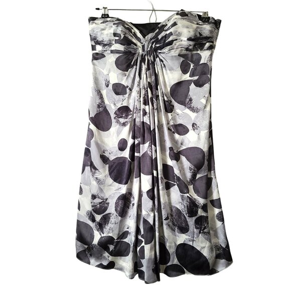 Laundry By Shelli Segal Dresses & Skirts - LAUNDRY by Shelli Segal Abstract Print Strapless Silk Mini Dress Sz 2 Black Gray